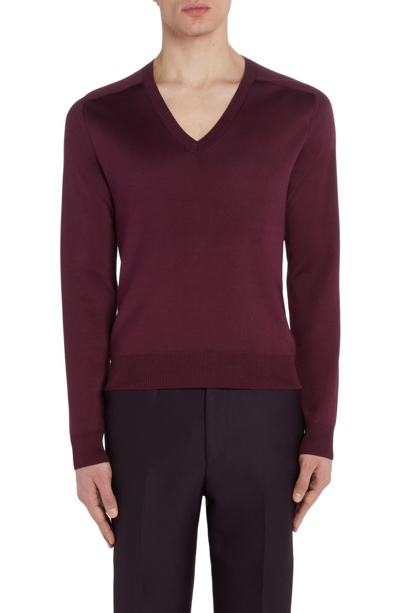 TOM FORD V-Neck Double Face Silk Blend Sweater, Main, color,