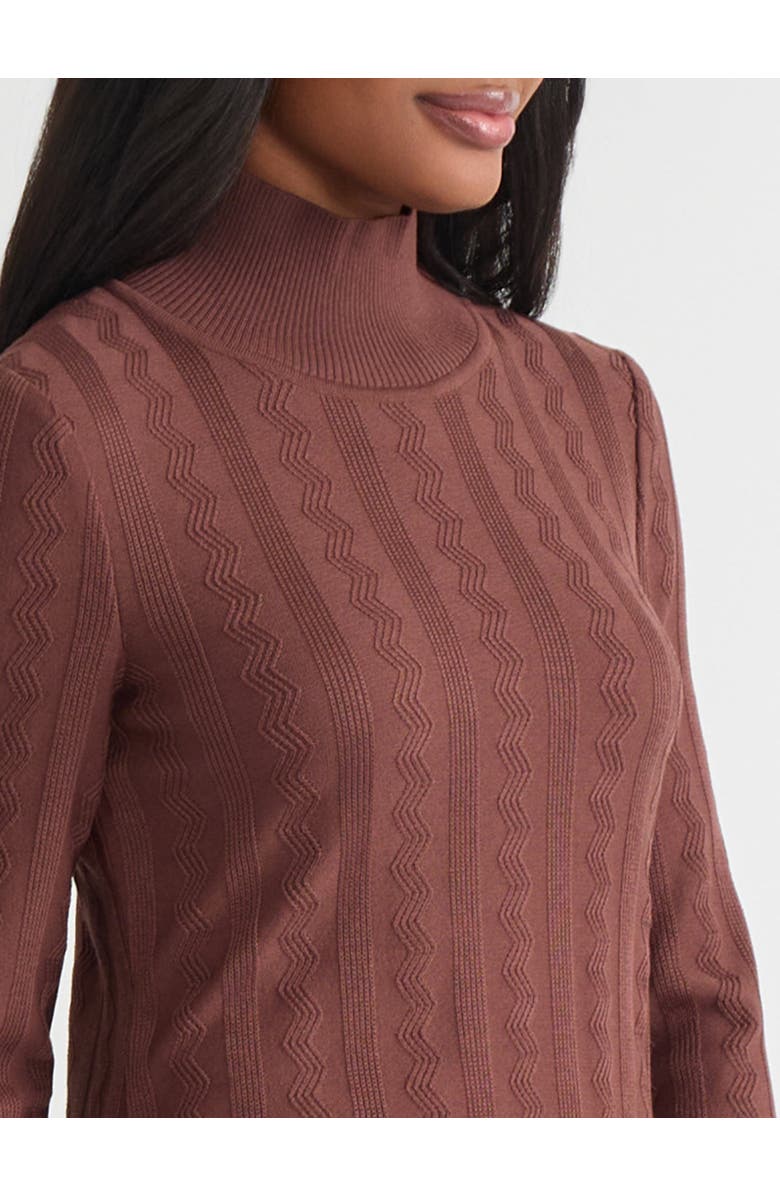 Misook Mock Neck Tonal Soft Knit Top, Alternate, color, Truffle