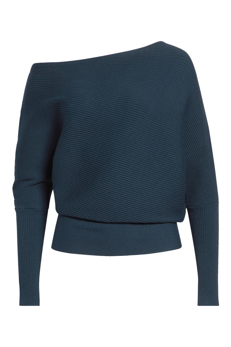 Lorna Rib Knit Off the Shoulder Top, Alternate, color, TEAL GREEN