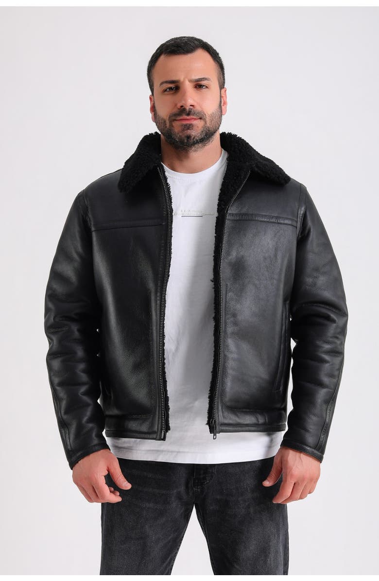 Furniq UK Christopher Shearling Jacket, Alternate, color, Black