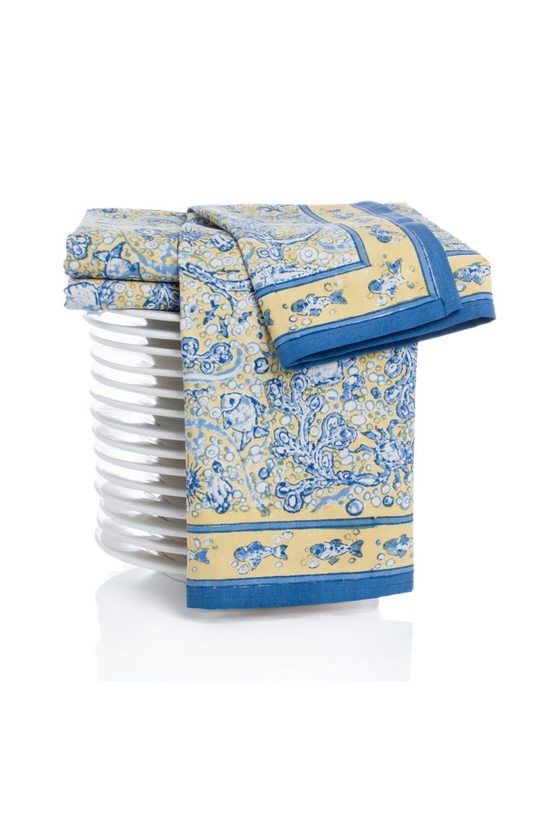 La Mer Tea Towels, Main, color, Blue/Yellow 20" x 30"
