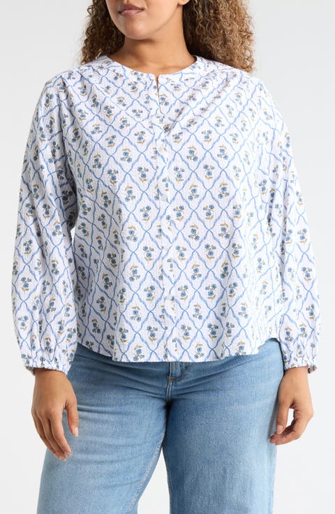 Long Sleeve Button-Up Shirt (Plus)