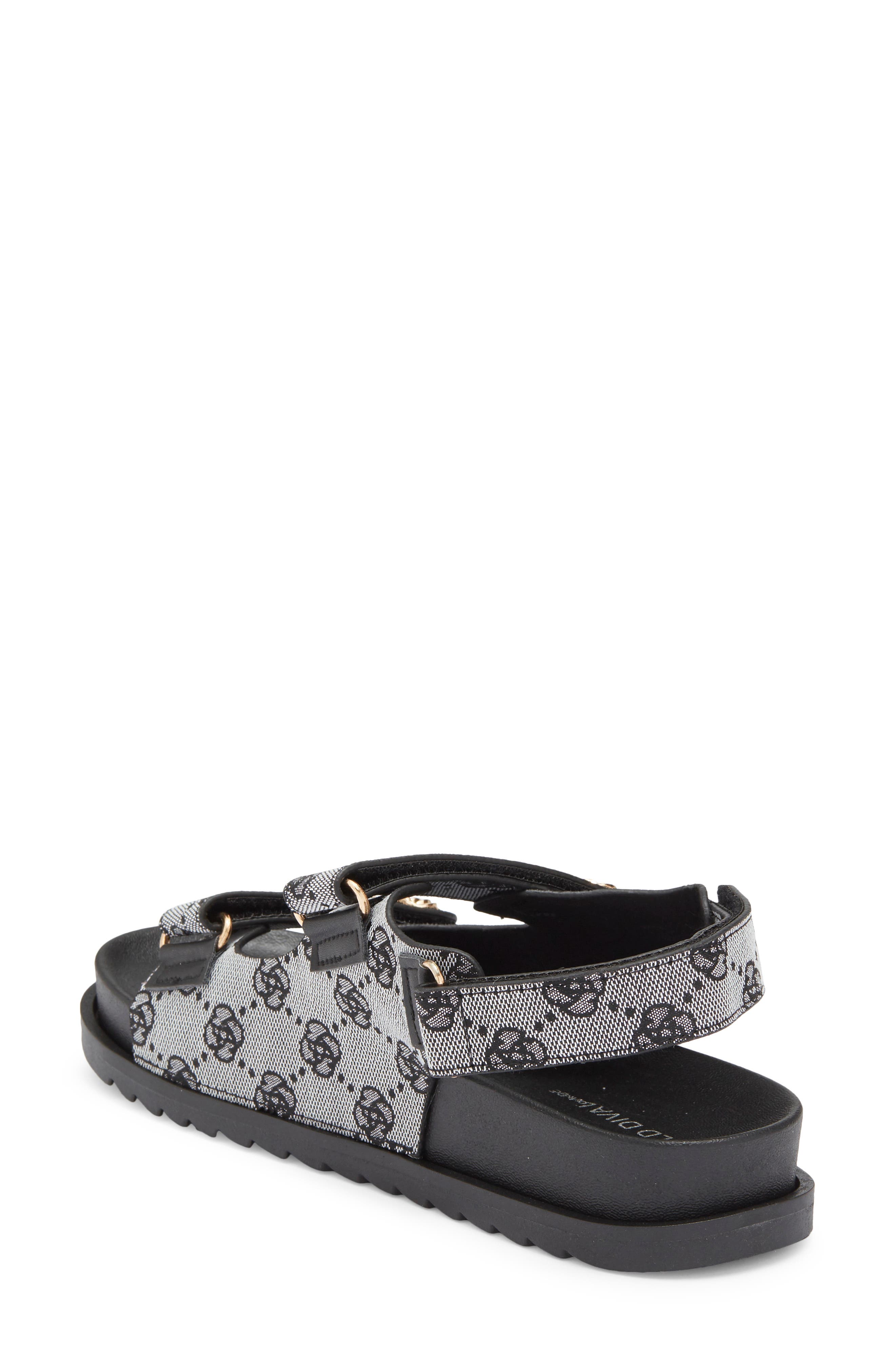 Aileen Footbed Sandal, Alternate, color, BLACK FLORAL