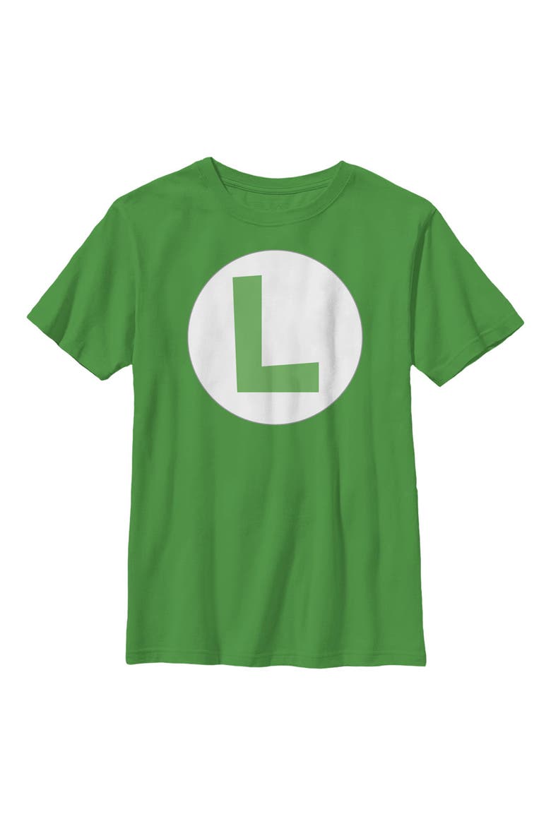 Boy's Nintendo Luigi Circle Icon  Graphic T-Shirt, Main, color, Kelly Green