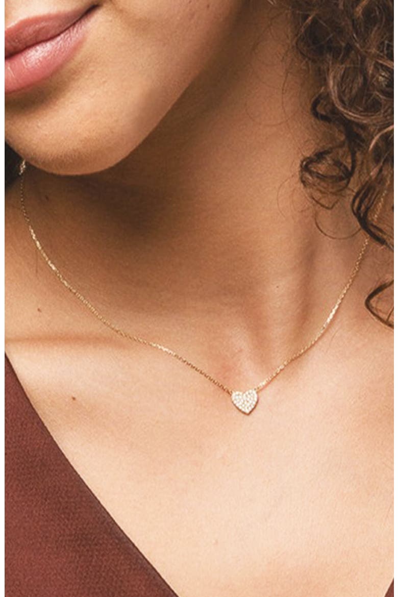 Sterling Silver 18k Gold Plated Crystal Heart Necklace Meaningful Everyday, Alternate, color, Gold