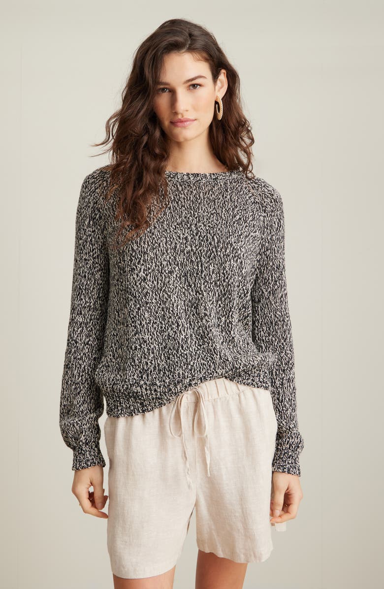 Nordstrom Raglan Sweater, Main, color, Black- Beige Marl