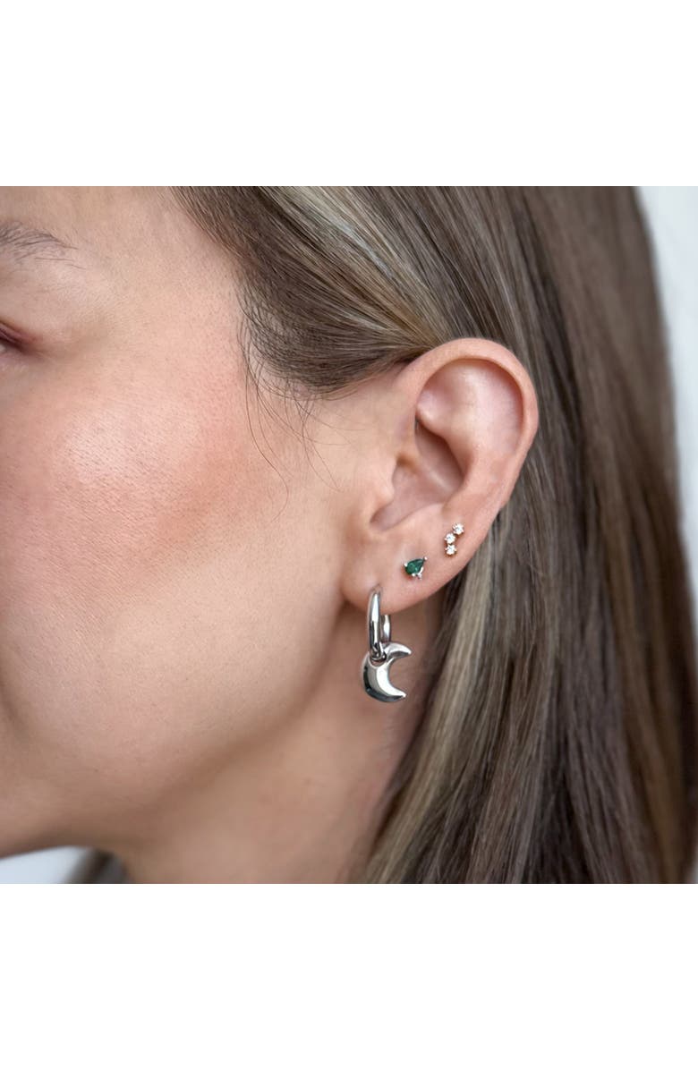 Outofoffice Moon Huggies Removable Charm Earring, Alternate, color, Silver