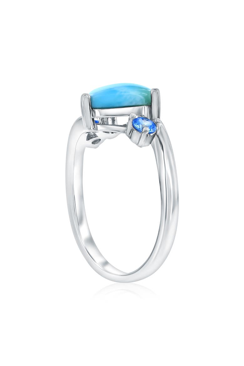 Sterling Silver Larimar & Cubic Zirconia Heart Ring, Alternate, color, BLUE