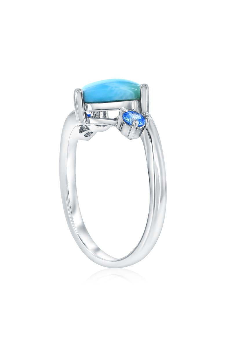 SIMONA Sterling Silver Larimar & Cubic Zirconia Heart Ring, Alternate, color, Blue