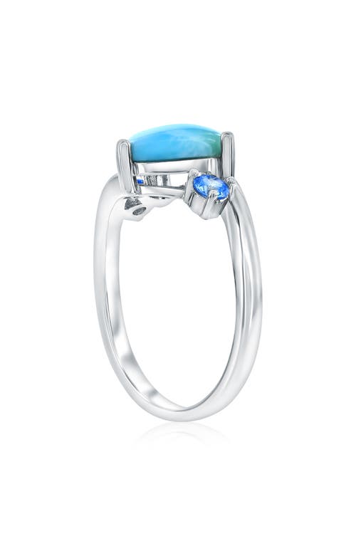Simona Sterling Silver Larimar & Cubic Zirconia Heart Ring In Metallic