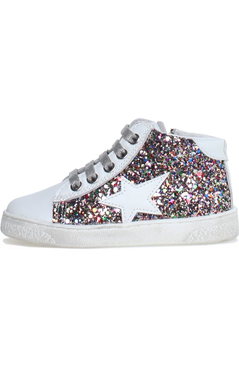 Naturino Pinn Glitter High Top Sneaker, Alternate, color,