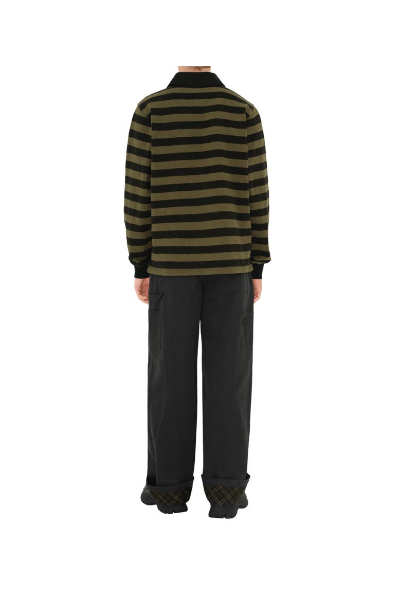 Burberry Long-sleeve Striped Cotton Polo Shirt, Alternate, color, 
