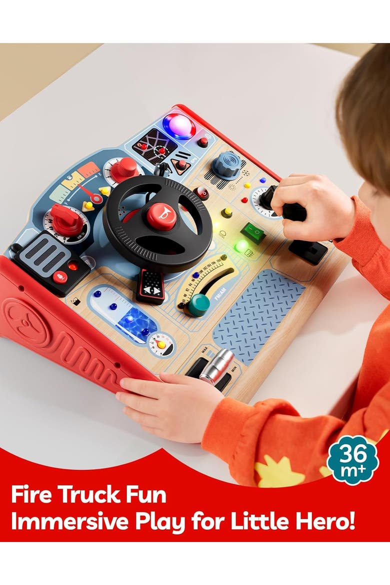 2 in 1 Kids Montessori Car Activity Set Driving Busy Board & Ramp Race Track, Alternate, color, Multicolor