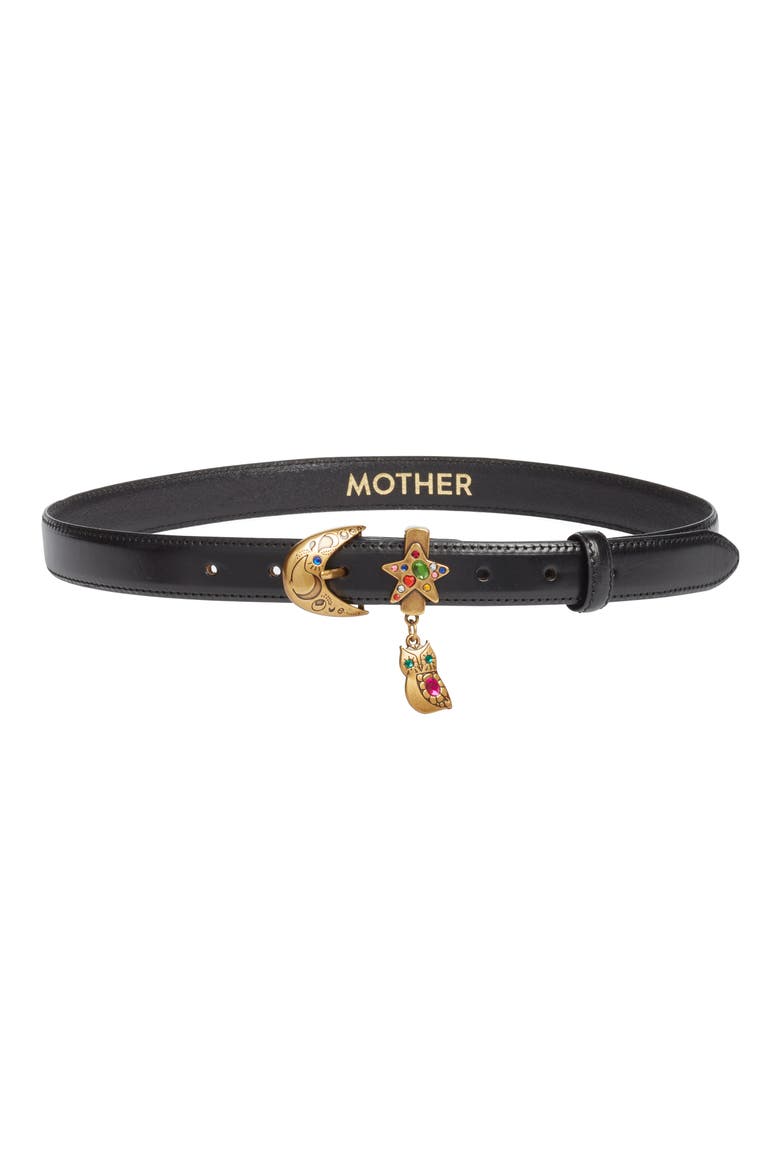 The Charm School Leather Belt, Main, color, BLACK