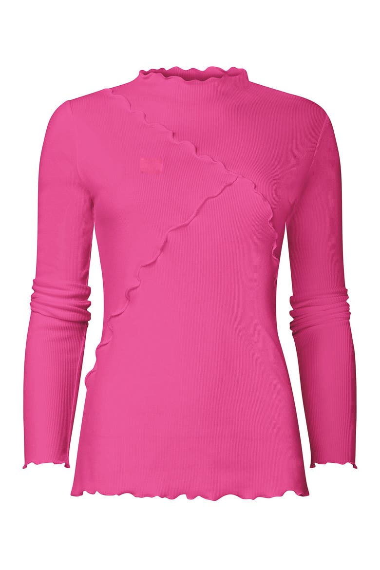 Stretch Cotton Lettuce Trim Top, Alternate, color, ROSE VIOLET