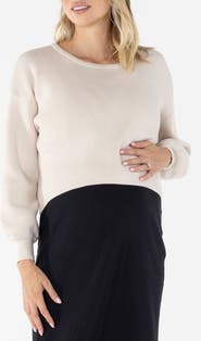 Angel Maternity Sylvie Cotton Maternity Knitted Cropped Jumper