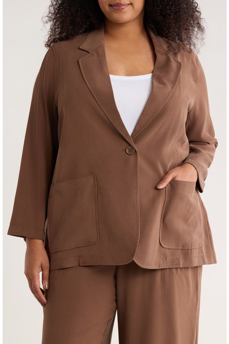 Oversize Brushed Twill Blazer, Main, color, ACORN