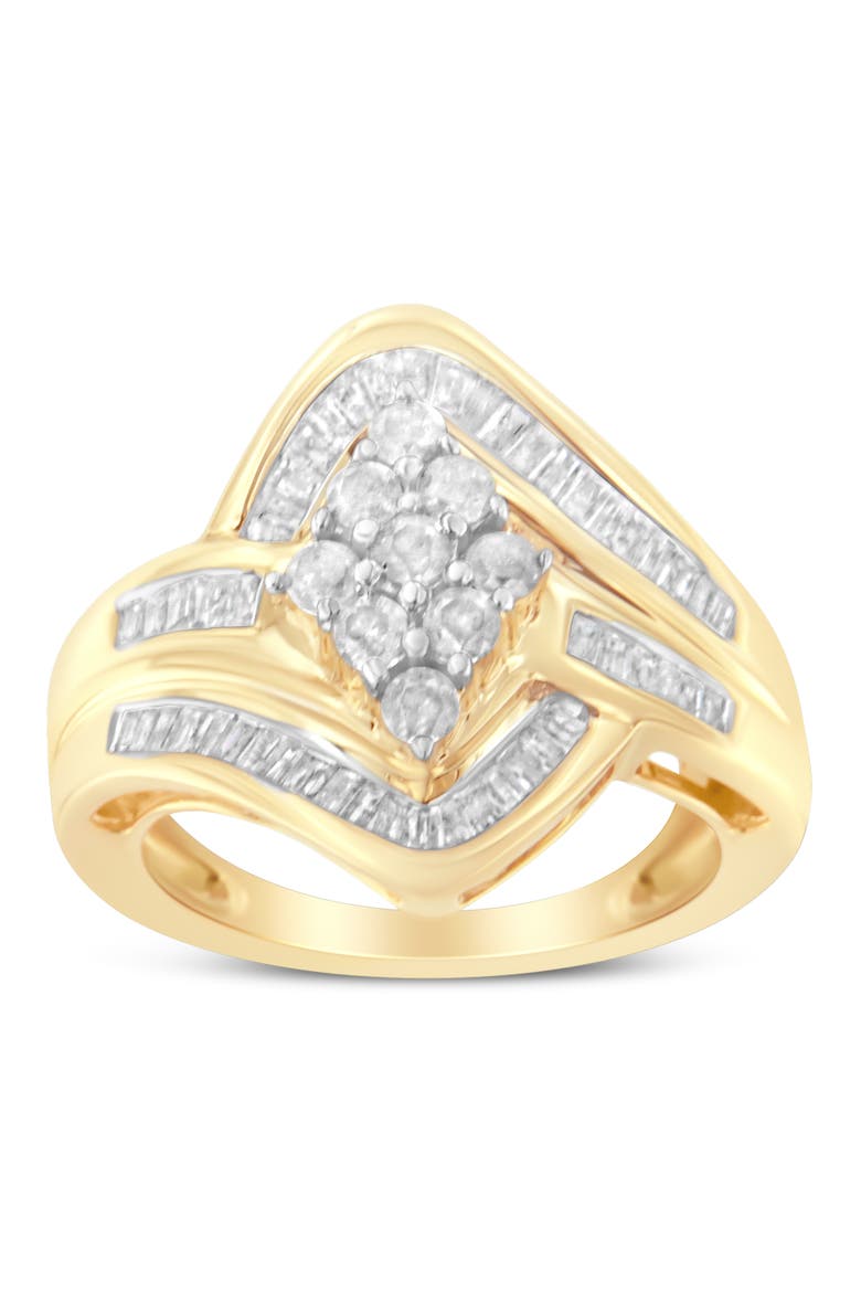 10K Yellow Gold 1.0 Cttw Diamond Bypass Cluster Ring, Alternate, color, Yellow Gold