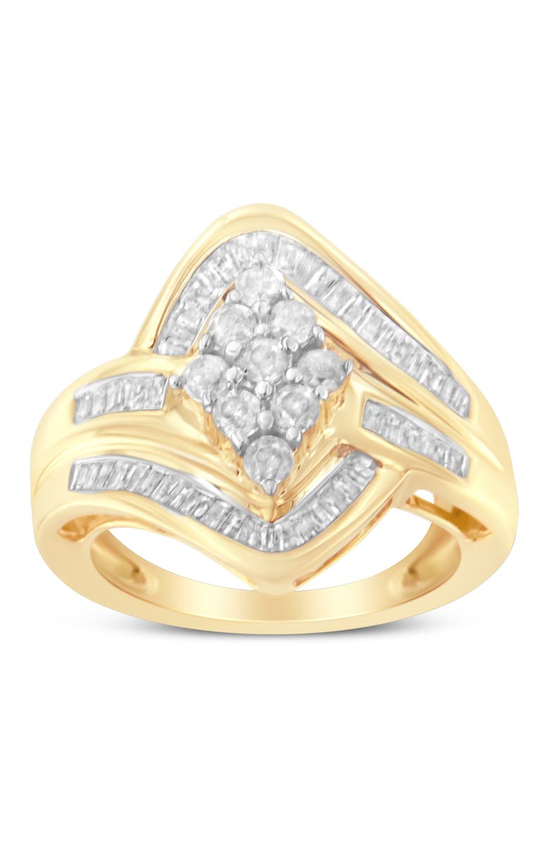 Haus of Brilliance 10K Yellow Gold 1.0 Cttw Diamond Bypass Cluster Ring, Alternate, color, Yellow Gold