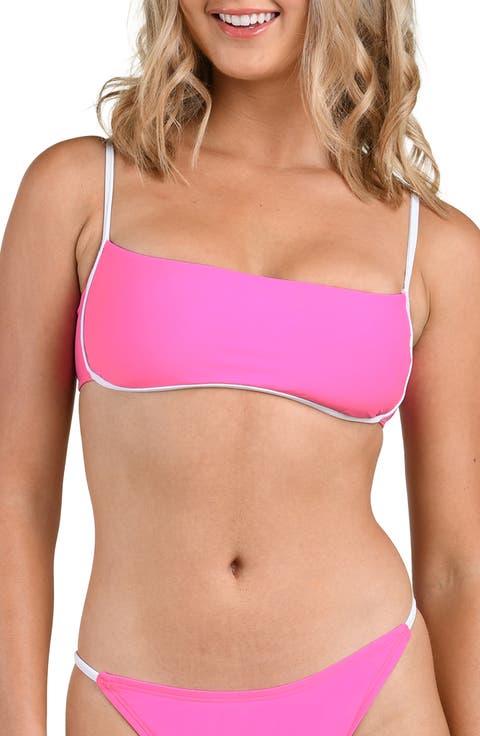 Solids Contrast Trim Bandeau Bikini Top
