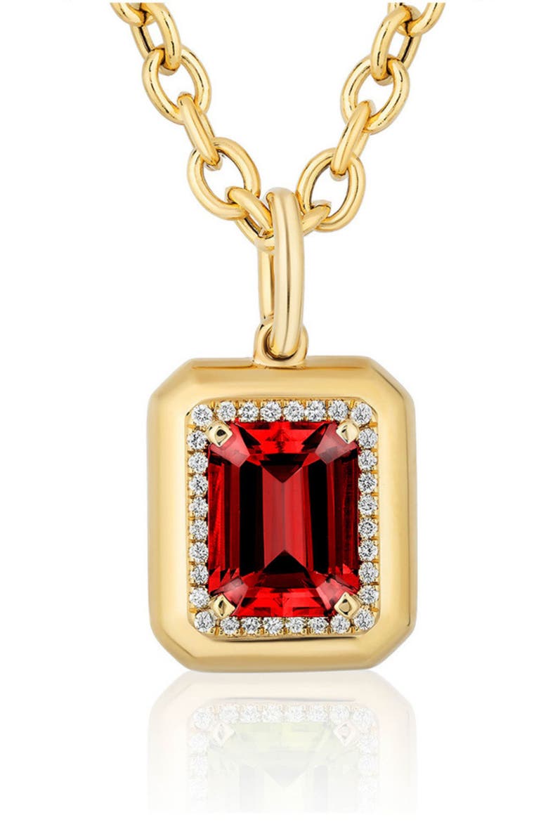 G-Classic Emerald Cut Pendant Necklace, Alternate, color, RED