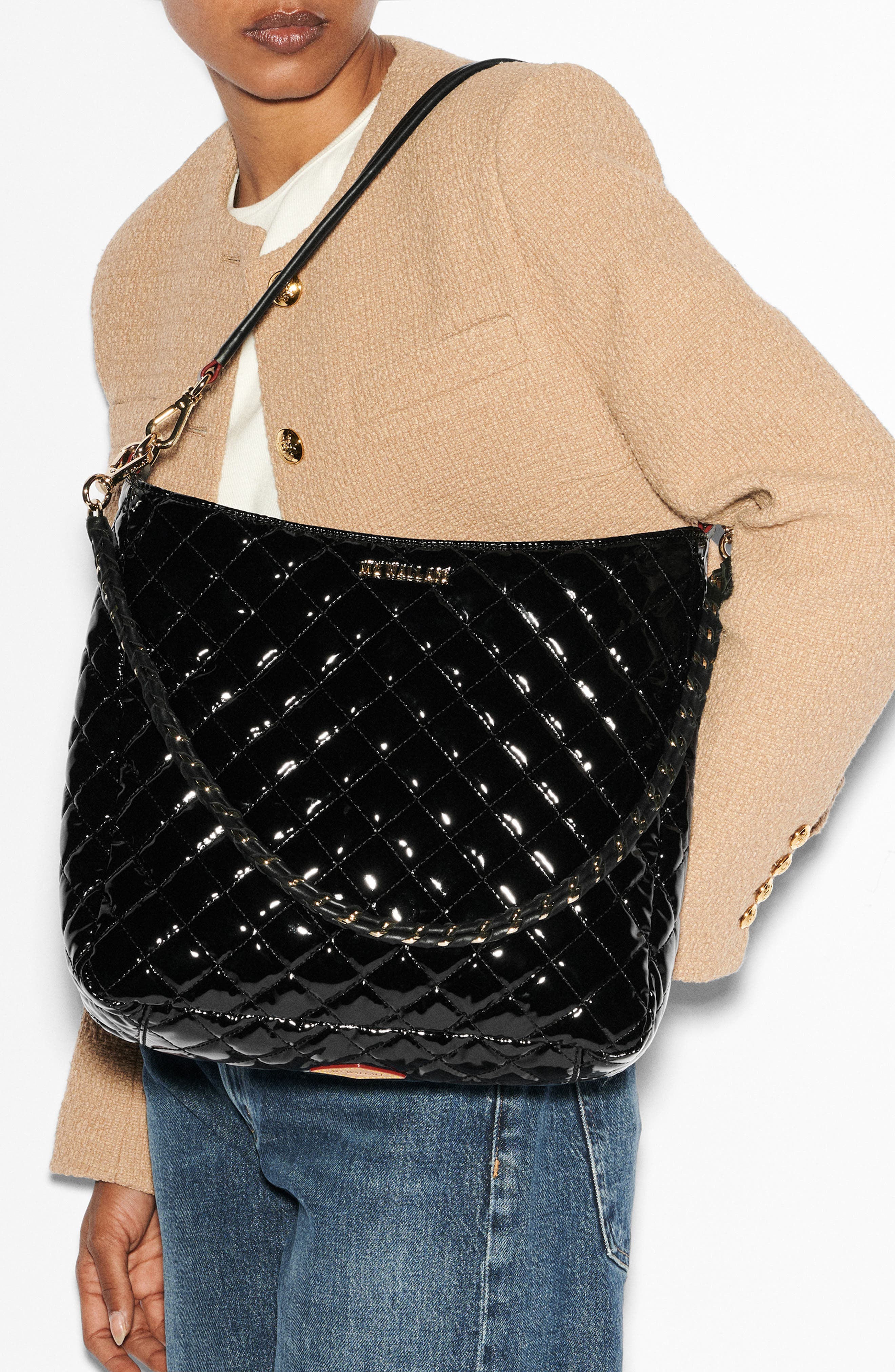 MZ Wallace Crosby Quilted Nylon Hobo Bag, Alternate, color, 