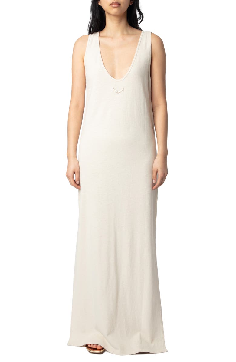 Zadig & Voltaire Deva Lin Lave Cotton & Linen Maxi Dress, Main, color, 