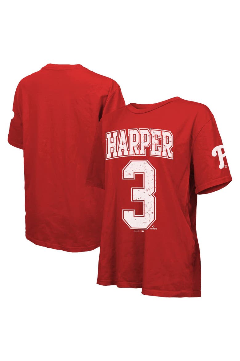 Women's Majestic Threads Bryce Harper Red Philadelphia Phillies Oversized Name & Number T-Shirt, Main, color, Red