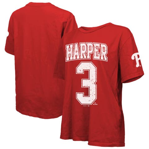 Women's Majestic Threads Bryce Harper Red Philadelphia Phillies Oversized Name & Number T-Shirt