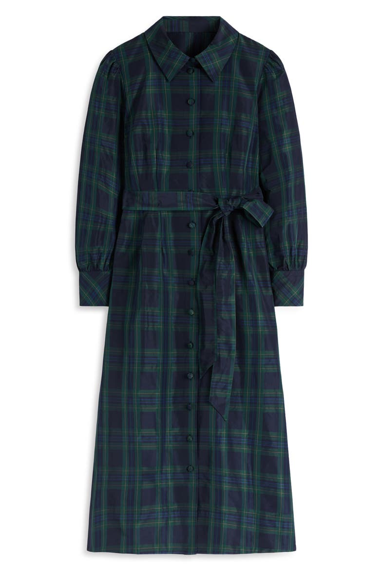 Maeve Occasion Plaid Shirt Dress, Main, color, NAVY, GREEN AND BLUE CHECK