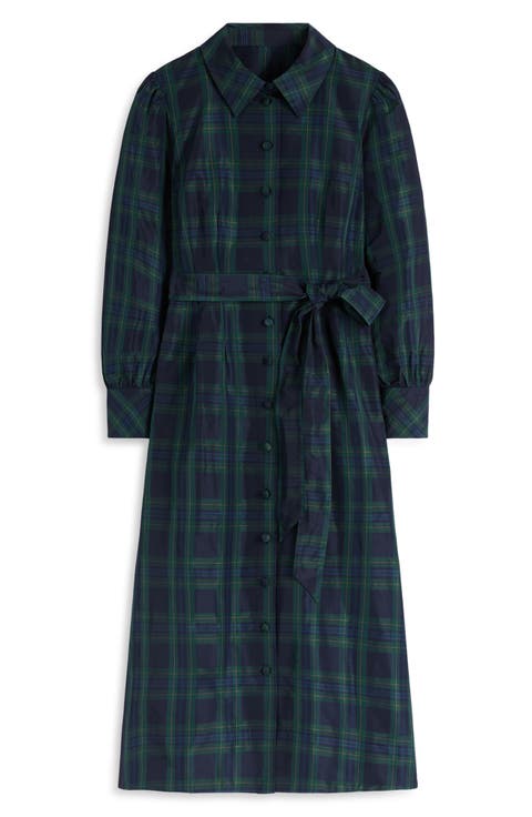 Maeve Occasion Plaid Shirt Dress