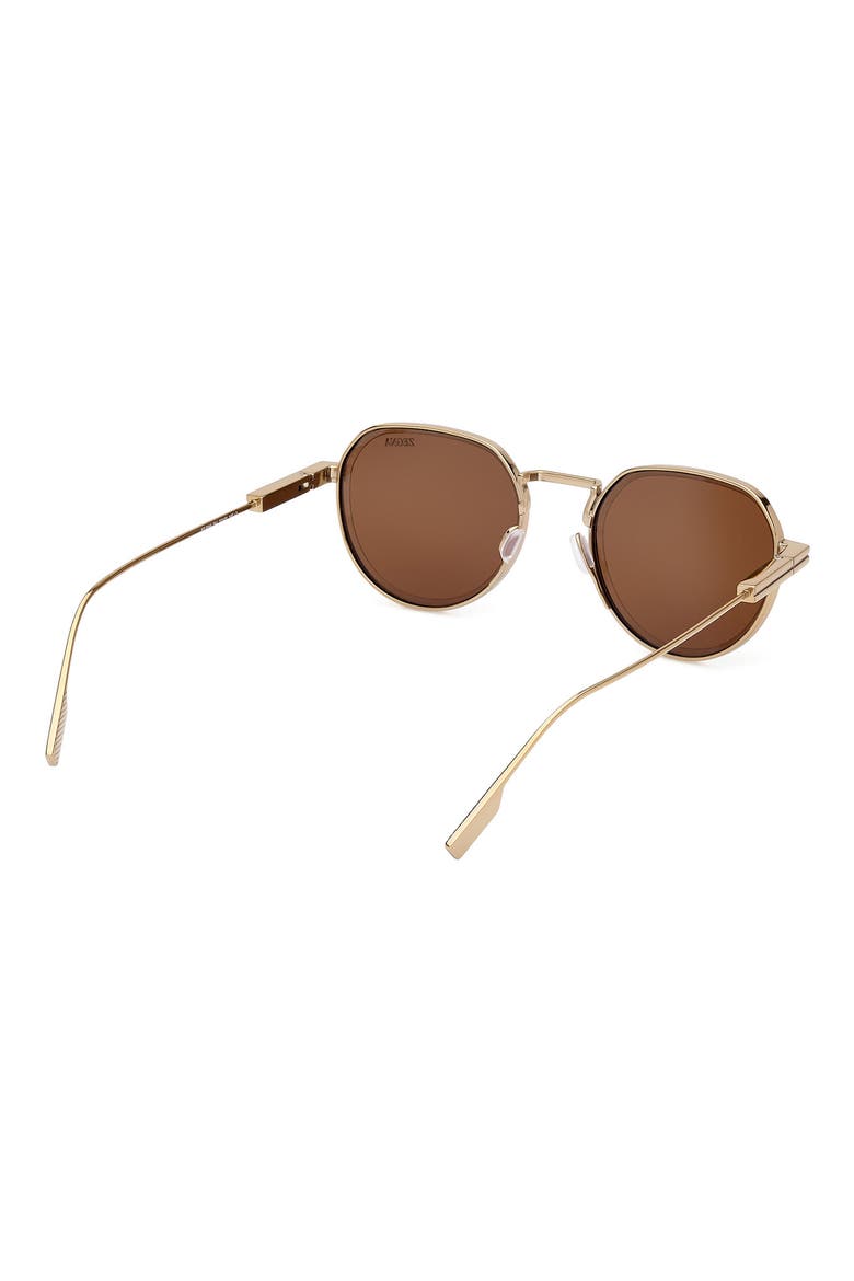 52mm Round Polarized Sunglasses, Alternate, color, SHINY LIGHT BRONZE / ROVIEX