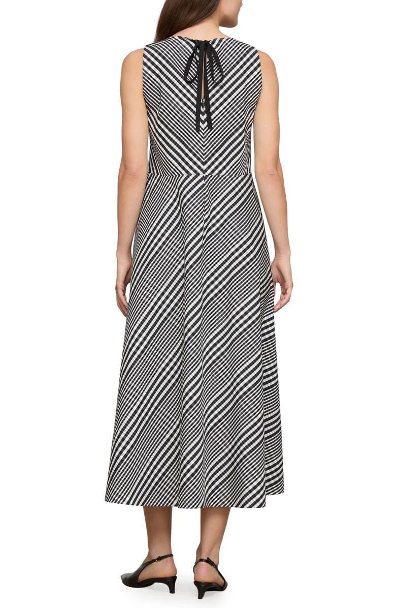 Lafayette 148 New York Plaid Bias Cut Cotton Midi Dress, Alternate, color, Black Multi