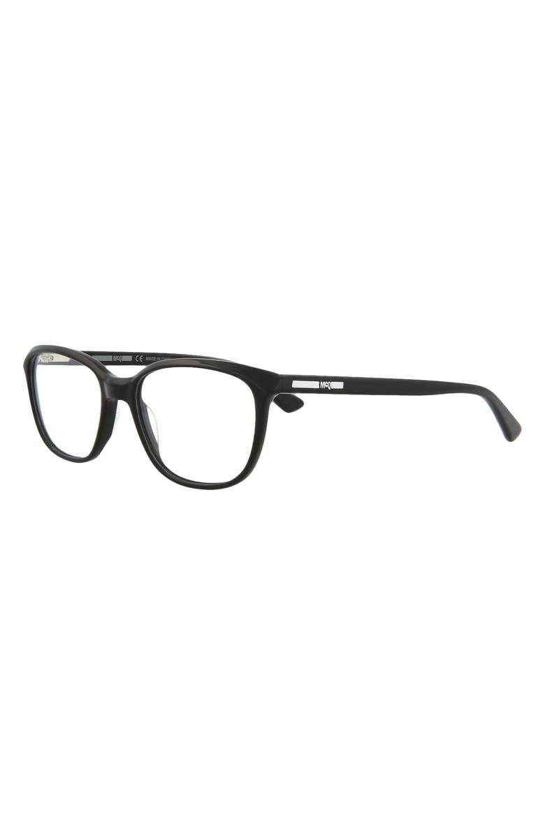 McQueen 51mm Core Square Optical Glasses, Alternate, color, Black Black Transparent