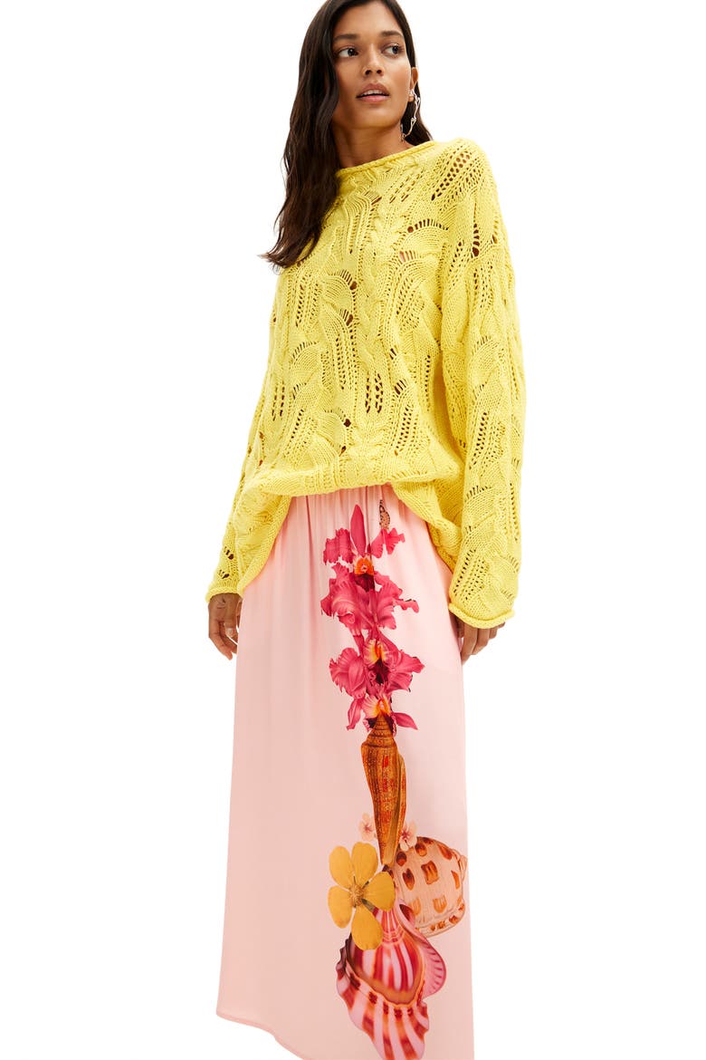 Fal Shell Lacroix Floral Print A-Line Skirt, Alternate, color, PINK