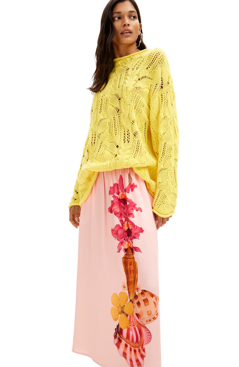 Desigual Fal Shell Lacroix Floral Print A-Line Skirt, Alternate, color, 