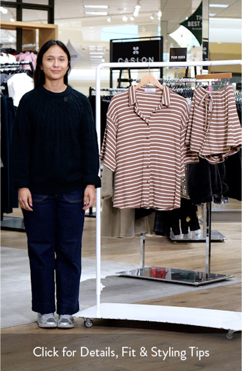 Linnea Stripe Cotton Knit Button-Up Shirt & Shorts Set, sales video thumbnail