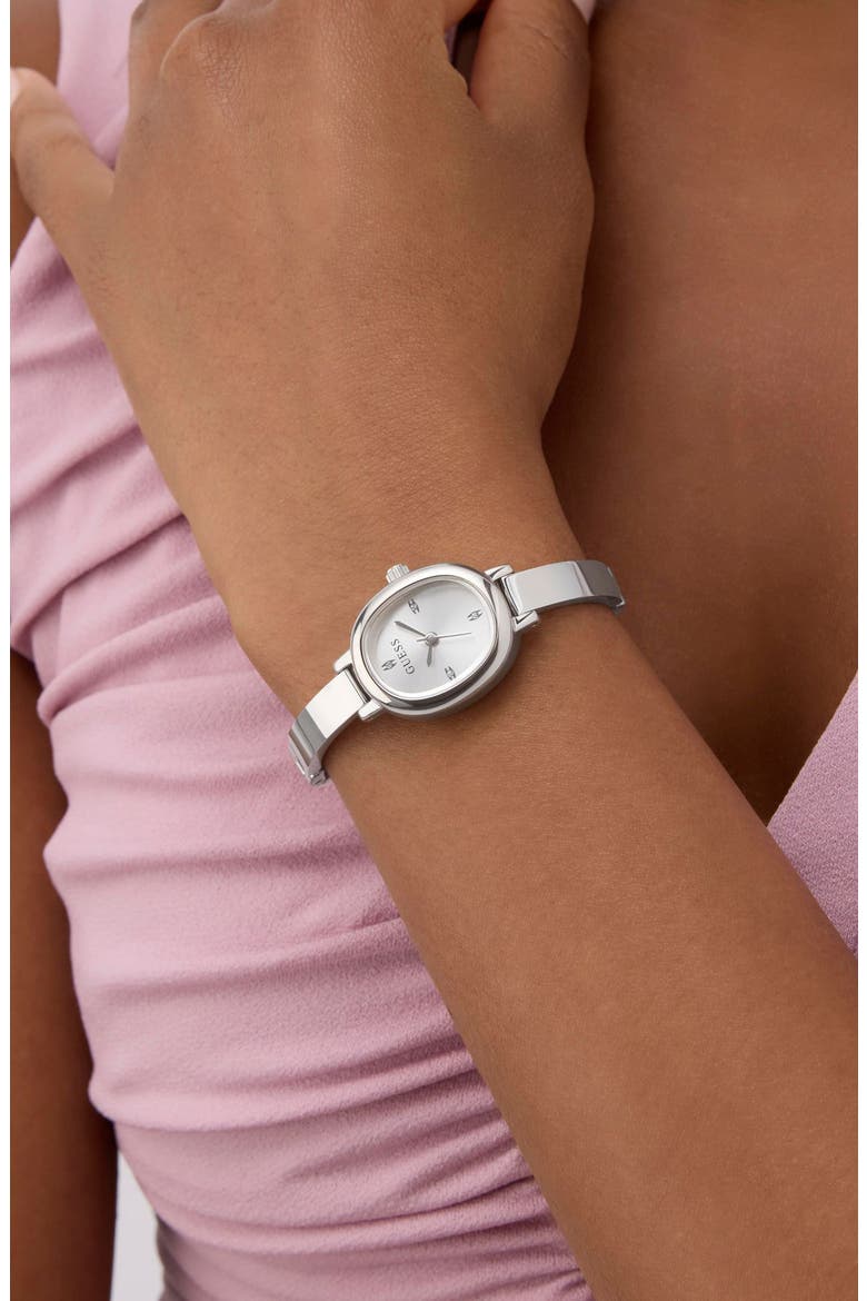Oblong Crystal Marker Watch, 21mm, Alternate, color, SILVER TONE