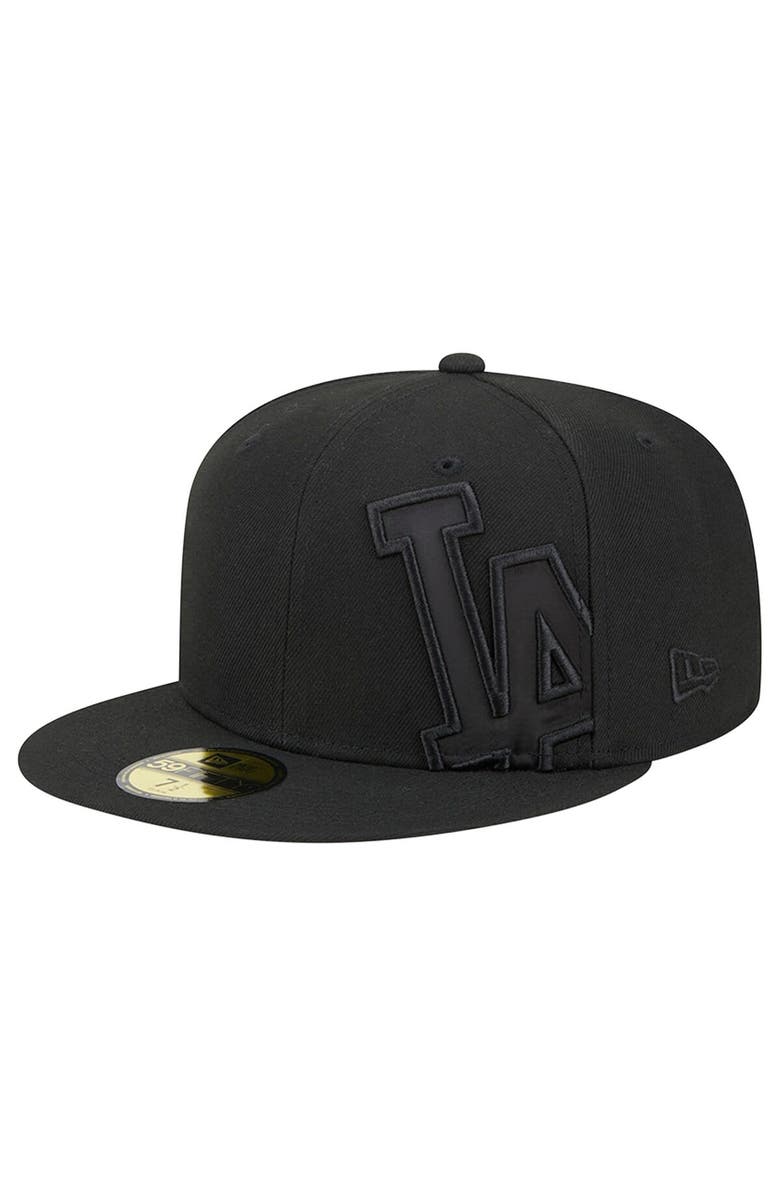 New Era Men's New Era Black Los Angeles Dodgers Satin Peek 59FIFTY Fitted Hat, Main, color, 