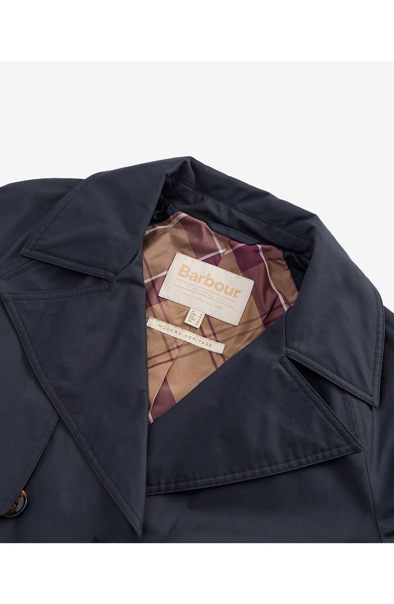 Barbour Gwyn Water Resistant Trench Coat, Alternate, color, Black/ Muted Cabernet Tartan