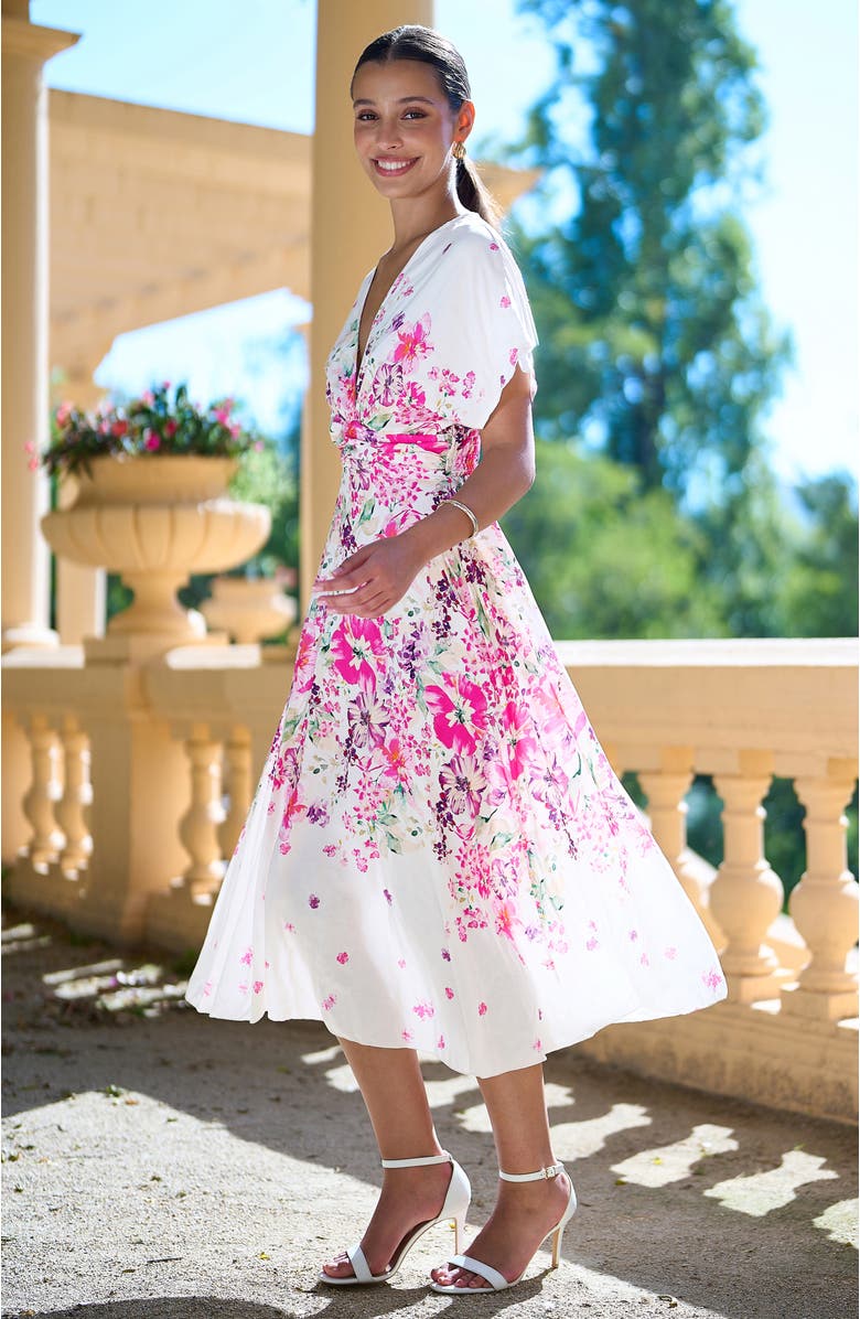 Yumi Floral Print Midi Dress, Alternate, color, Pink