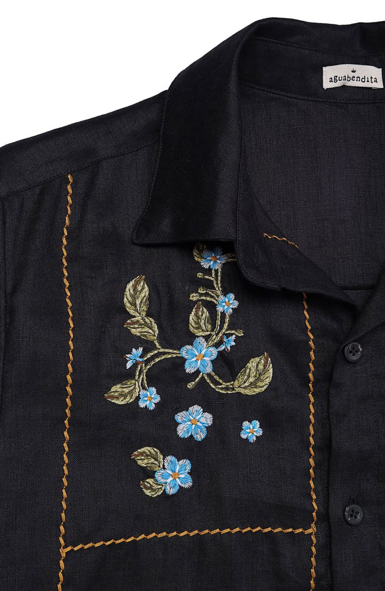 Agua Bendita Jack Linen Camp Shirt, Alternate, color, Black Multi