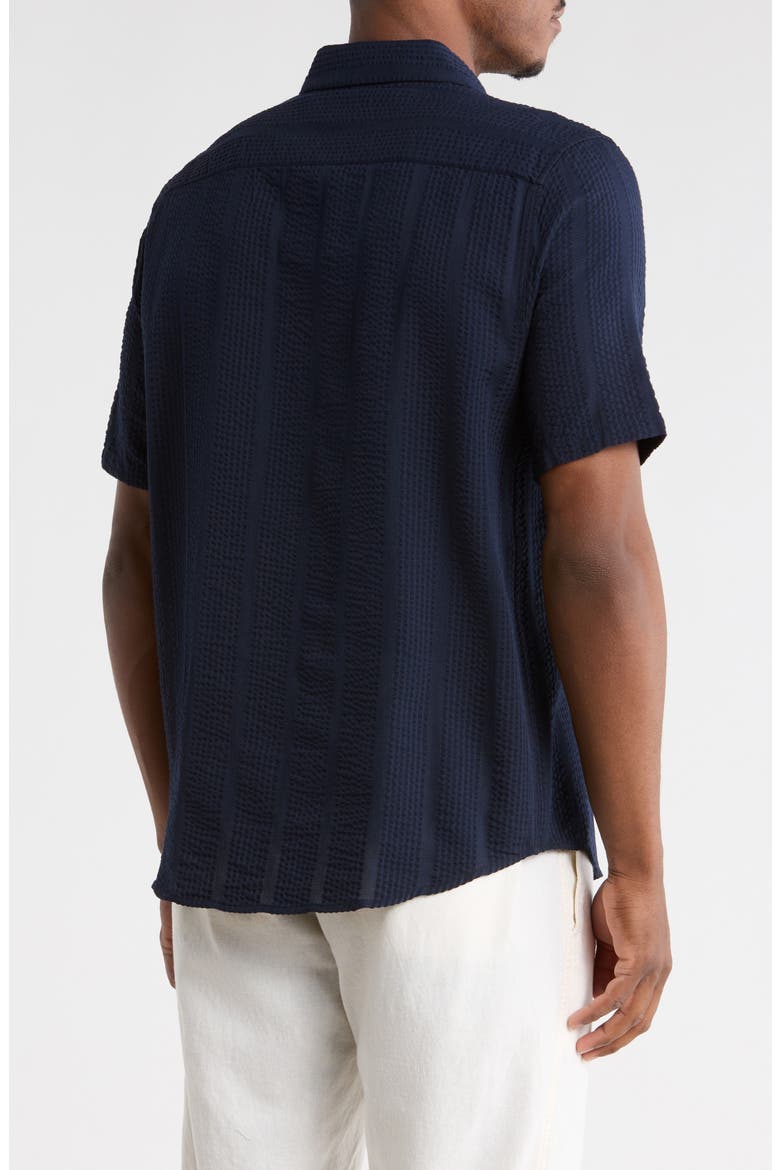 Short Sleeve Seersucker Shirt, Alternate, color, NAVY