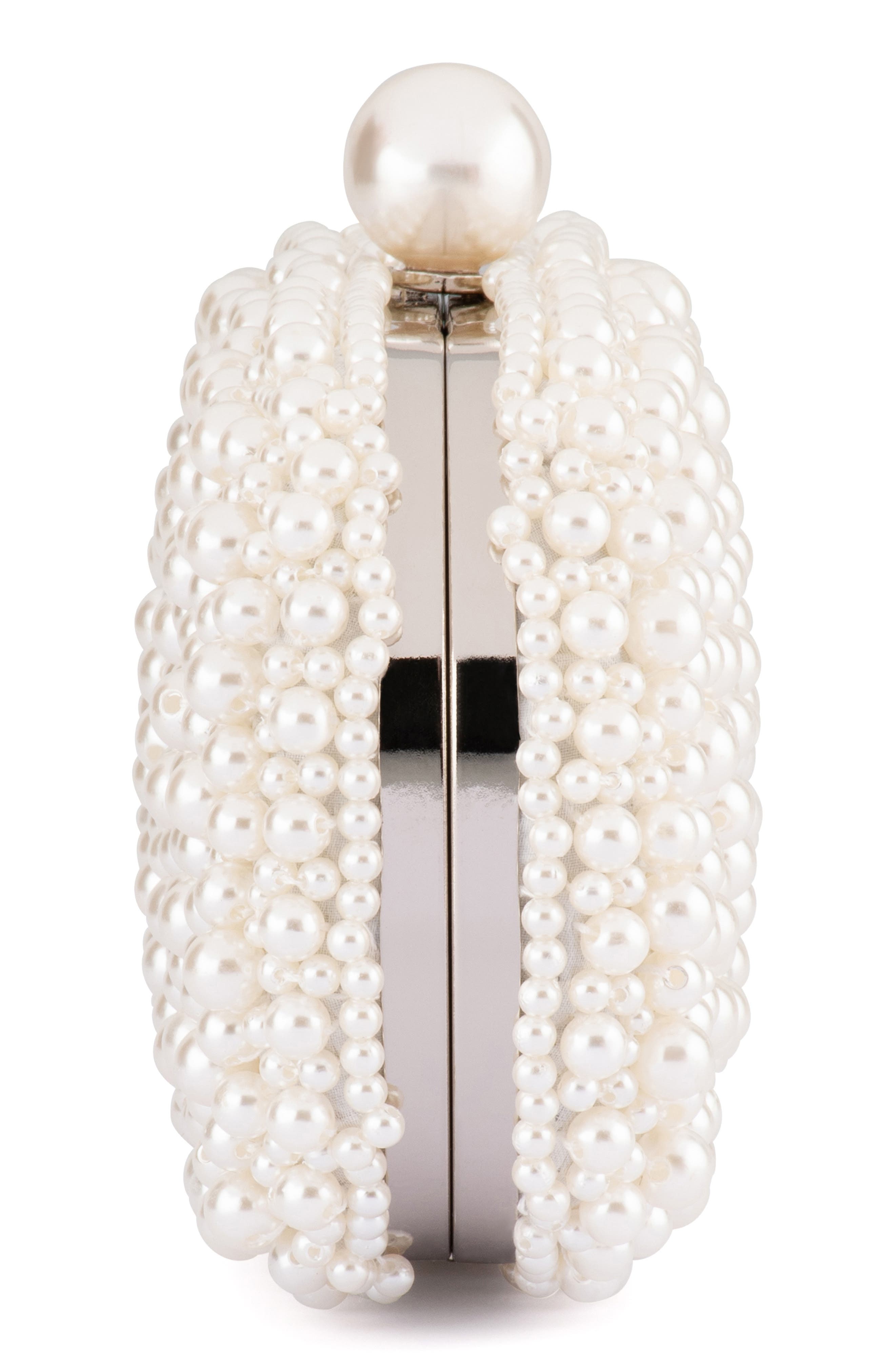 Olga Berg Valentina Faux Pearl Clutch, Alternate, color, Pearl/ Silver