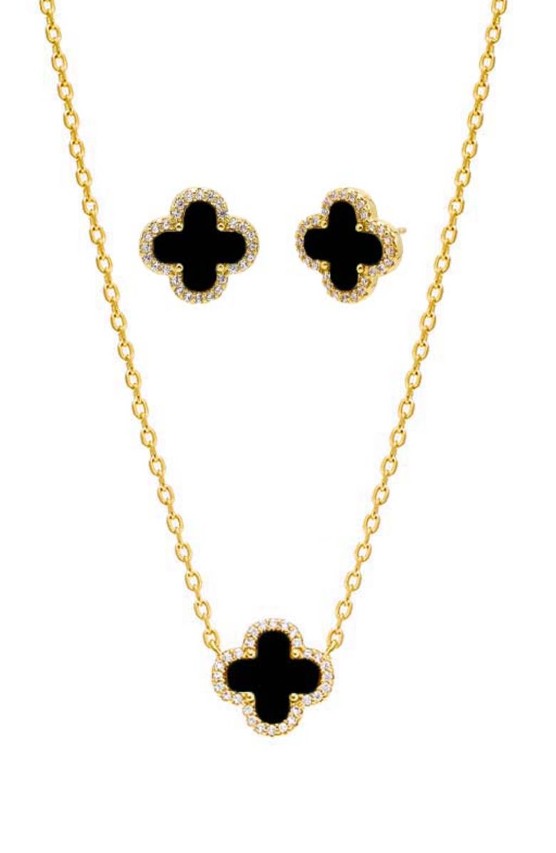 BY ADINA EDEN Pavé Clover Pendant Necklace & Stud Earrings Set, Main, color, 