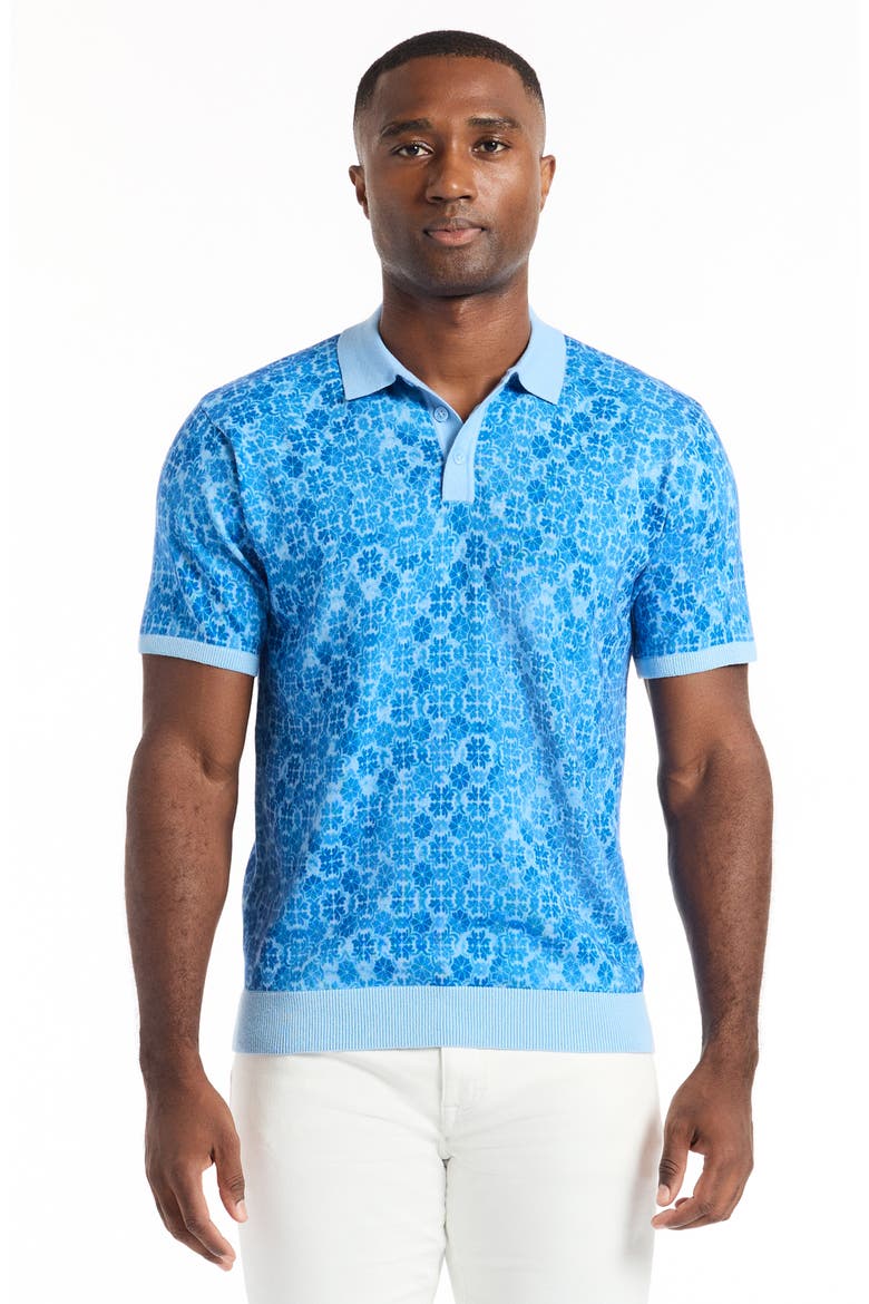 Johnny Collar Cotton Knit Polo, Alternate, color, LIGHT BLUE