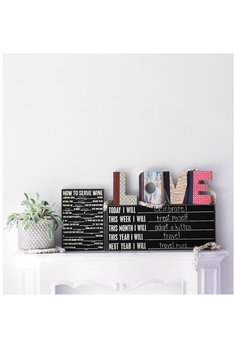 'Love - One of a Kind' Hand-Carved Recycled Book Shelf Art, Alternate, color, MULTI