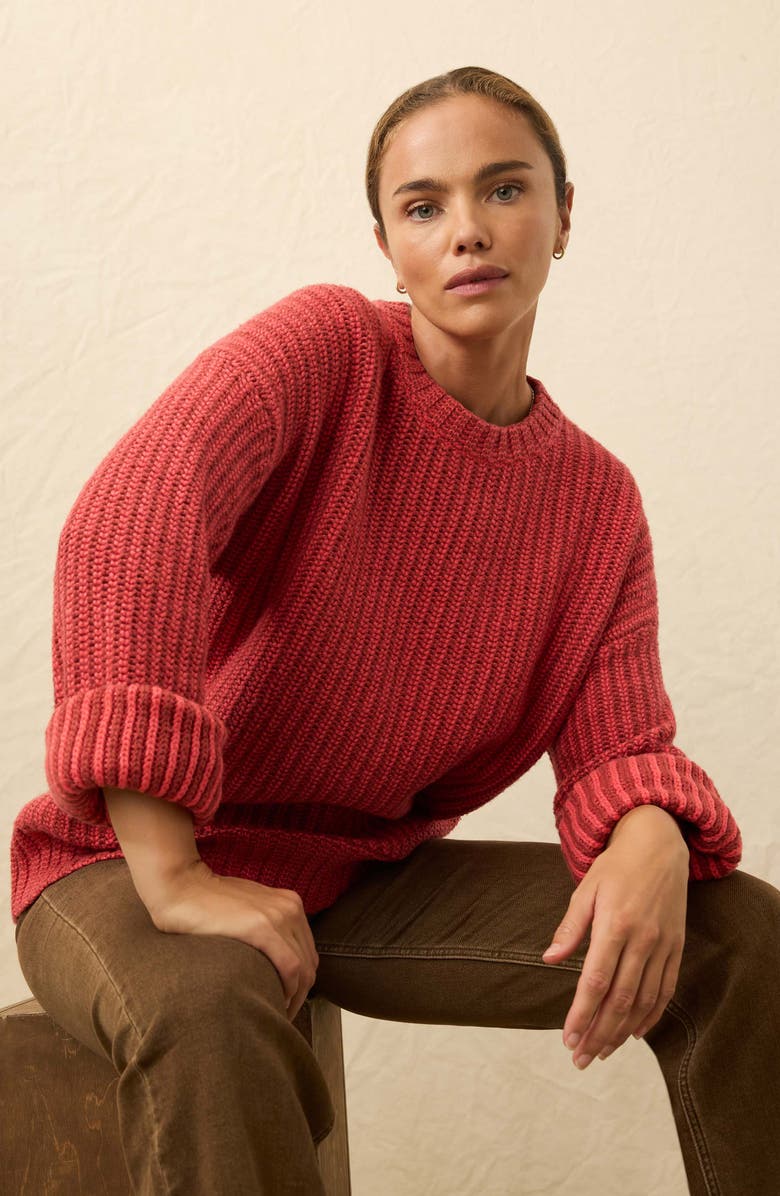 Faherty Heirloom Organic Cotton Blend Crewneck Sweater, Alternate, color, Dubarry Stripe