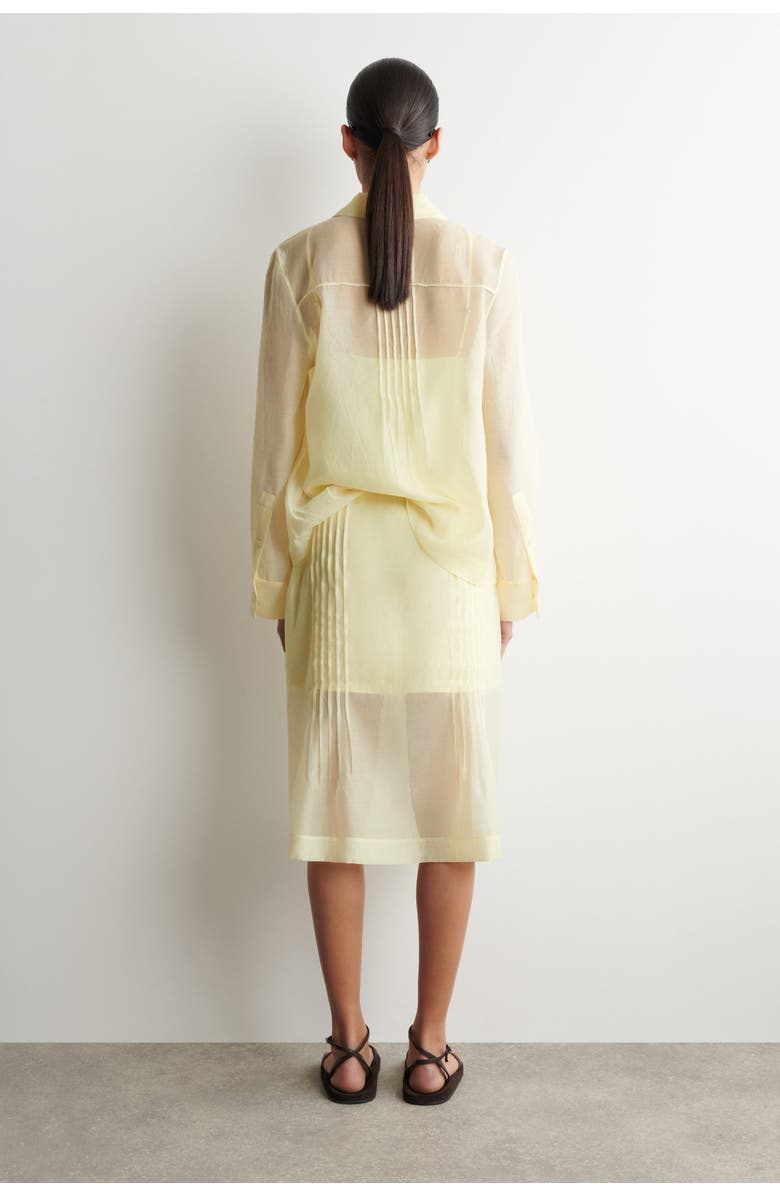 COS Sheer Pintucked Skirt, Alternate, color, Yellow