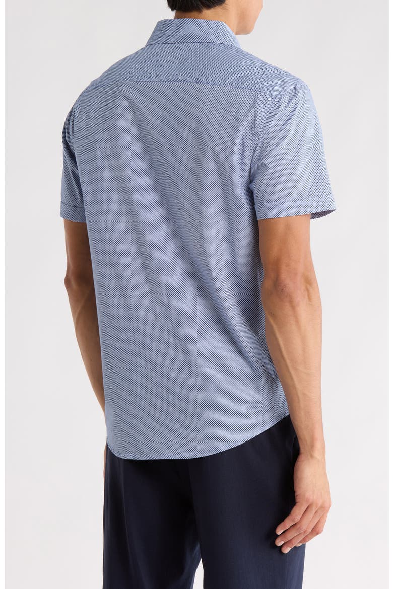 Dot Short Sleeve Button-Up Shirt, Alternate, color, BLUE